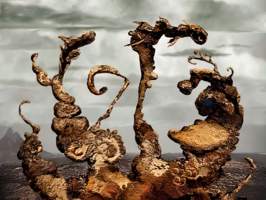 A surreal digital image printed on watercolour paper of the Pacific Northwest.
